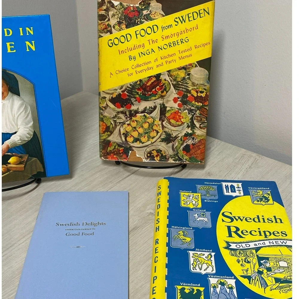Lot of 7 Vintage Swedish Cookbook Smorgasbord Regional Recipes Heritage Baking